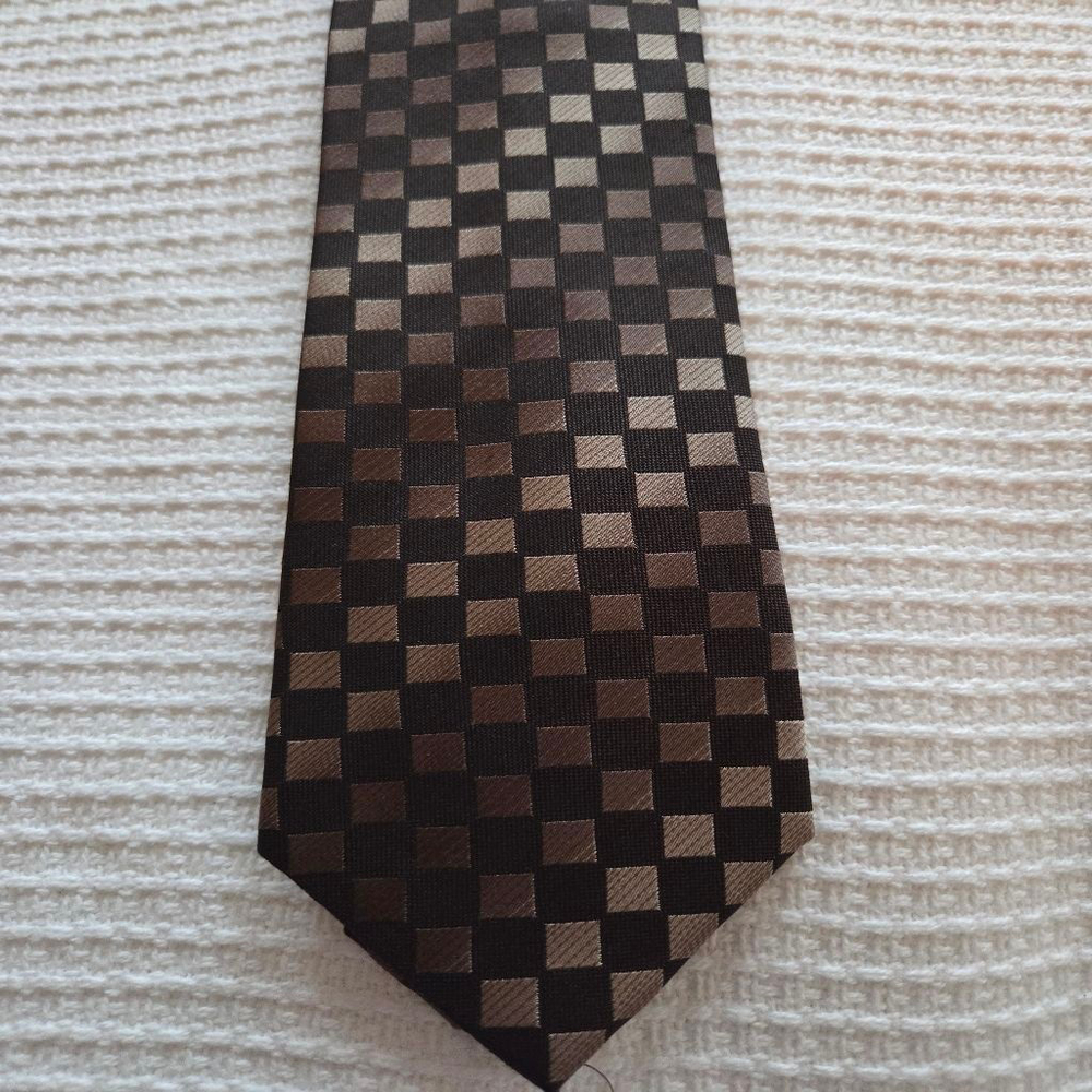Men's Kenneth Cole Reaction Brown Beige Checkered Tie One Size